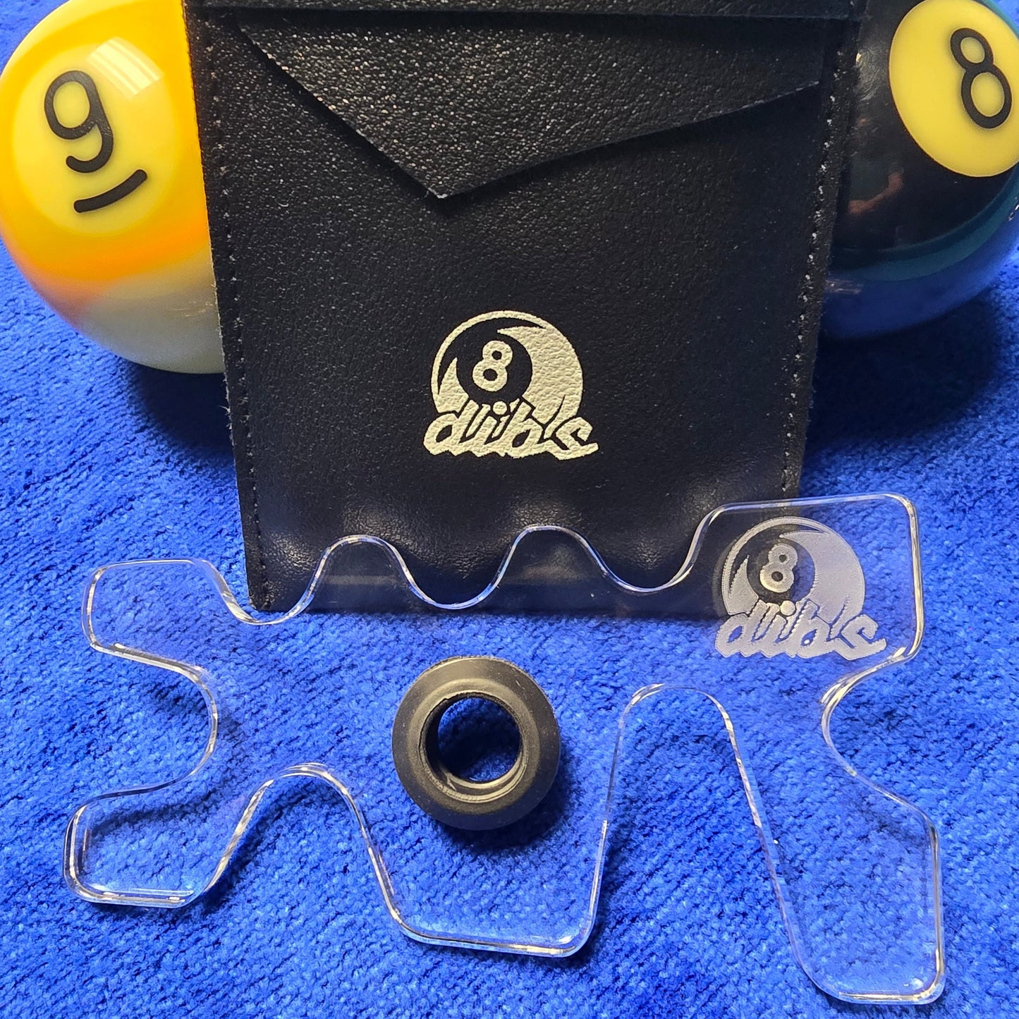 Multi-use Billiards/Pool Assist Bridge with dibs logo and a sleek Storage case.