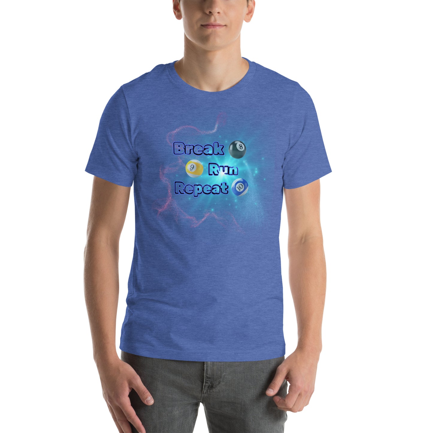 Break Run Repeat Billiards t-shirt.